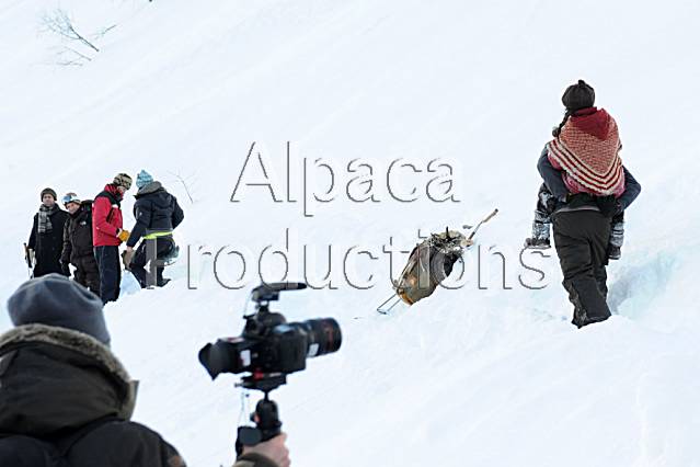 Les acteurs dans la neige