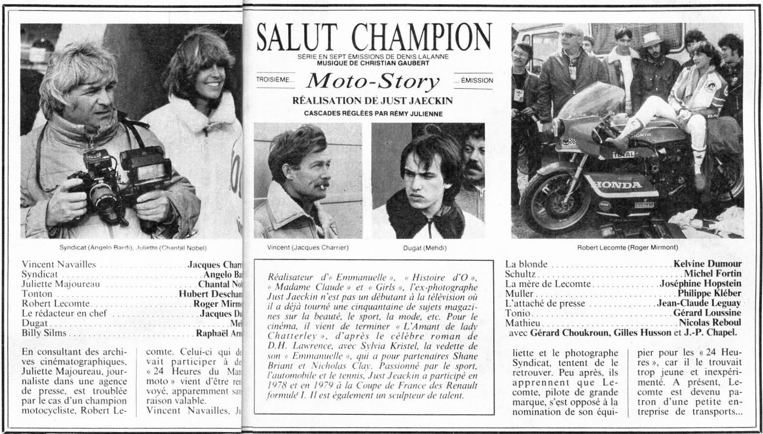 Salut champion - Moto Story © Base de Données de films français avec images